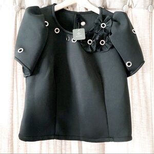 NWT Boutique Black Grommet Embellished Top